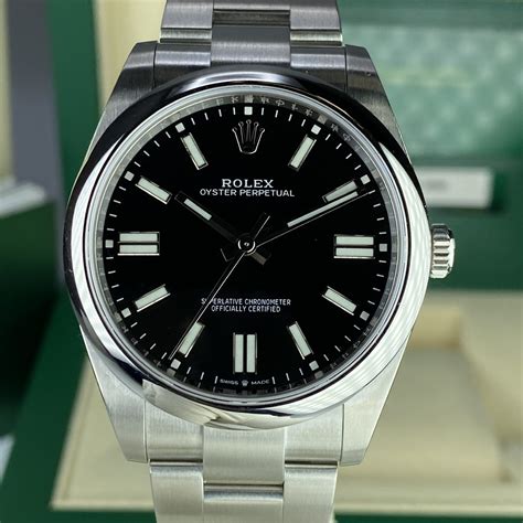 rolex oyster perpetual date black face|rolex oyster perpetual 41 124300.